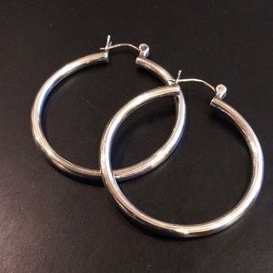 Sterling Silver Hoop Earrings - 1.5 in diameter